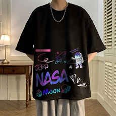 NASA联名同款麂皮绒短袖t恤男大码半袖男JD82186-P25，男装T恤，电商A040