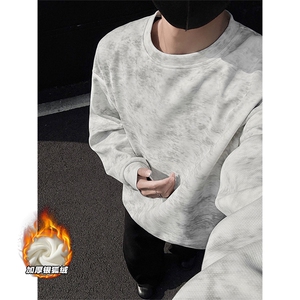 菠萝格450g重磅扎染加绒银狐绒长袖卫衣男W5059J加绒-特P35控68图片