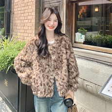 不断货8857款P215K315豹纹环保毛，女装短外套，2B137