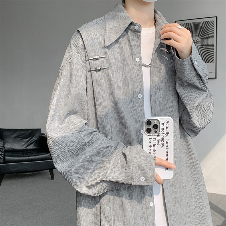 【现货】CS7136-P55控78大码新中式风重磅高品质衬衫,男装衬衫,电商D232
