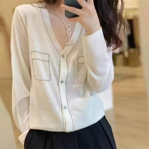 精纺6羊毛小香风针织开衫图片