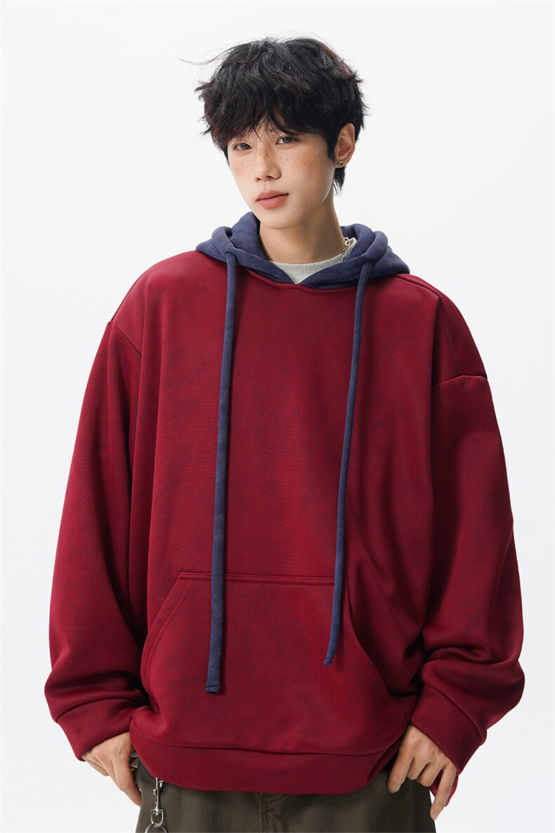现货WY10166-特P48加绒P55美式复古撞色解构拼接大码男卫衣,男装卫衣,电商A059