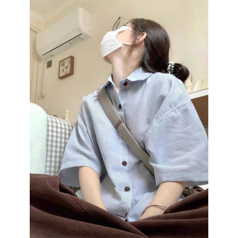 薄款条纹防晒短袖衬衫ZC0129-P35图片