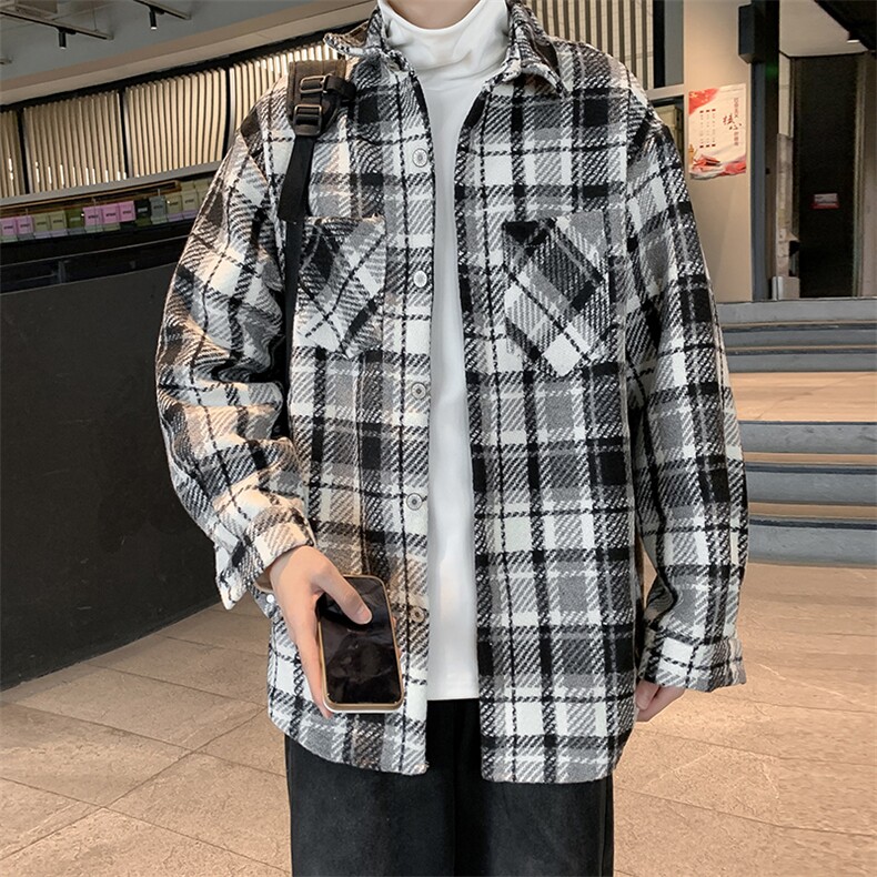 小香风格子外套男春秋季潮牌痞帅高级感休闲千鸟格毛呢夹克,男装夹克,星座410-7