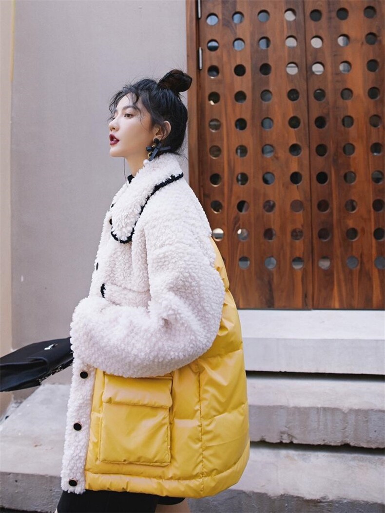 2021冬款拼接羽绒服，女装羽绒服，YOUER DENG