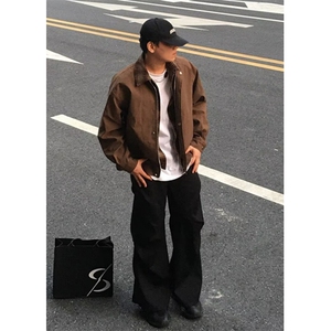 棕色假两件外套男春季巴恩风哈灵顿穿搭休闲翻领夹克 JY15图片