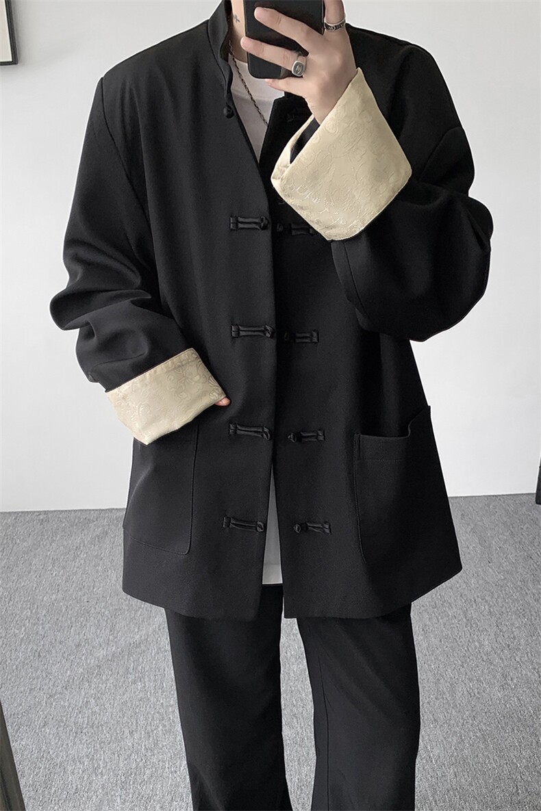 高品质新中式加厚外套褂子男风情侣外套JK1330P128,女装短外套,电商D206-1