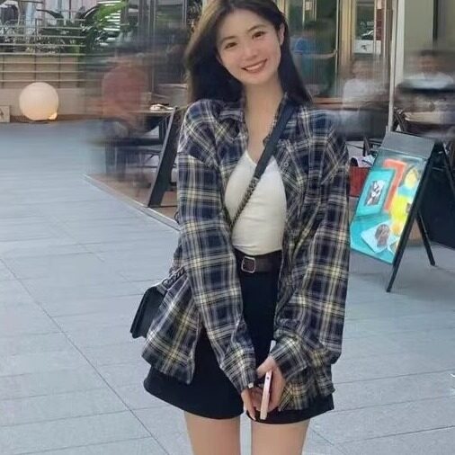 DA172-特P40格子衬衫夏季薄款潮牌潮流上衣港风短袖衬衣-网图现货,男装衬衫,星座603-2