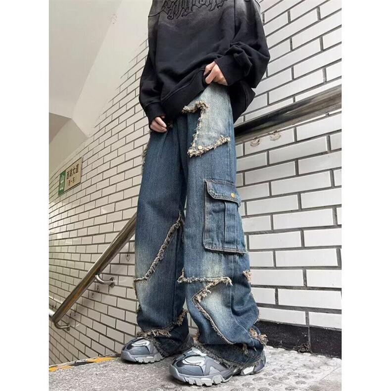 美式复古阔腿工装牛仔裤  DN8104 P58图片