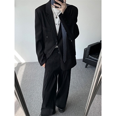 韩版休闲西装套装外套高级痞帅宽松韩版自带垫肩西服外套套装，男装西服，电商B319