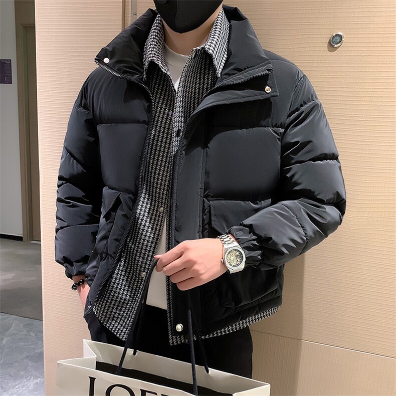 冬季美式潮流加厚假二件小香风棉衣外套棉服小伙店主风MY926黑,男装棉衣,星座301B-1