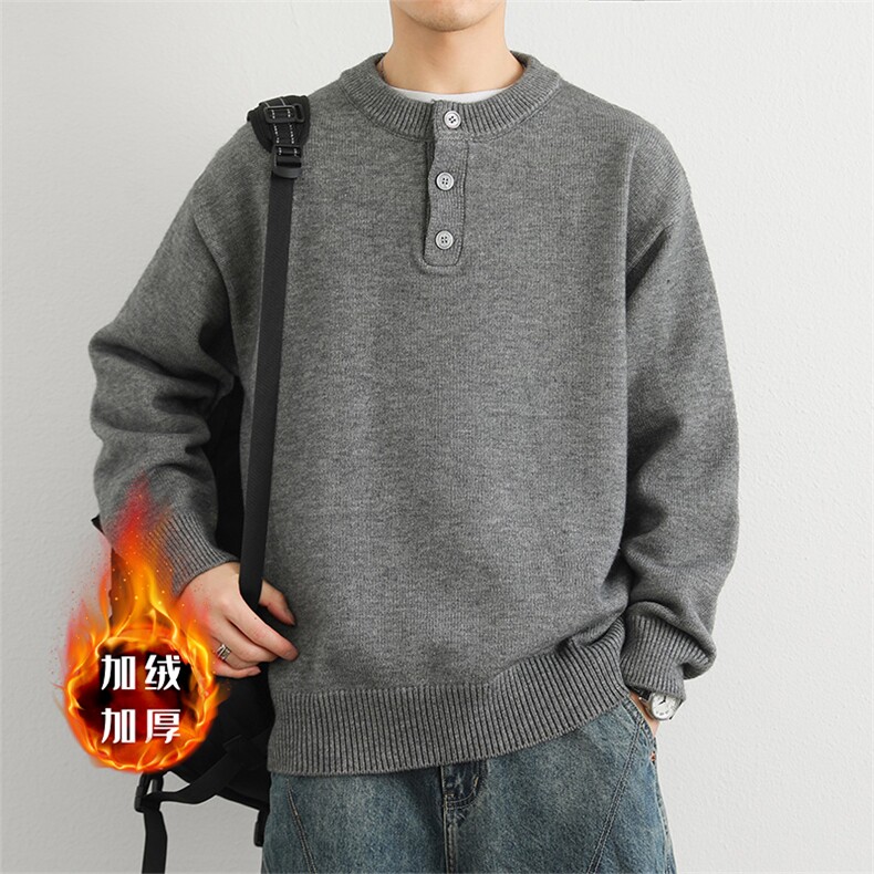 高克重加绒加厚亨利领休闲针毛线衫男生潮牌上衣外套MY7007-1P80,男装针织衫/毛衣,星座914