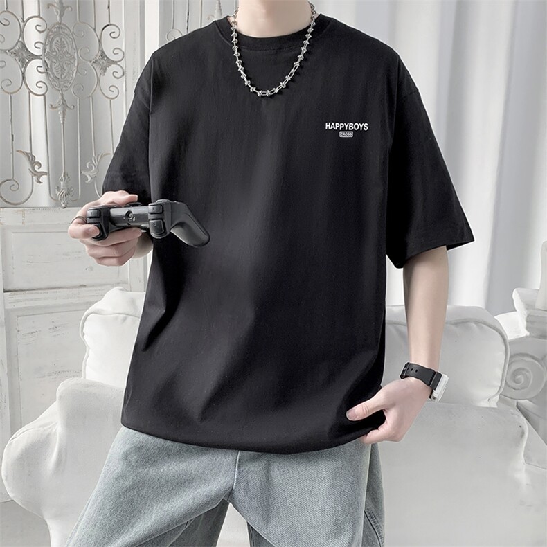 大码t恤男2024新款短袖夏季衣服纯棉宽松T恤打底衫男潮TX313-P25，男装T恤，星座505-3