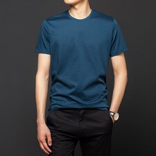 新款纯色短袖T恤男士夏季透气中青年圆领上衣服男装潮牌体恤P475，男装T恤，钱塘6003A(原)4033A