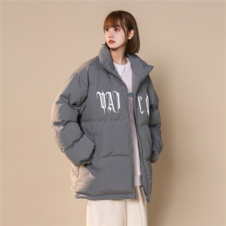 中性22冬季新款潮流字母时尚百搭宽松保暖立领棉衣MY2056P85控118,男装棉衣,A247A