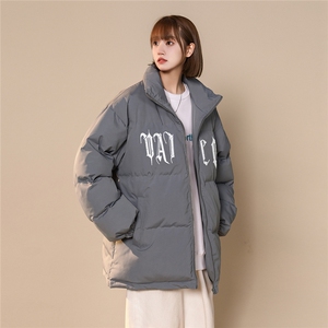 中性22冬季新款潮流字母时尚百搭宽松保暖立领棉衣MY2056P85控118图片