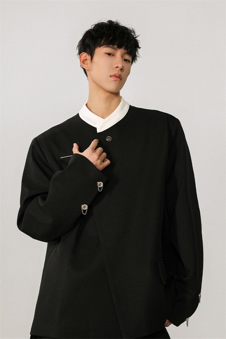 1新中式拼色大码M-5XL西服男:95%聚酯纤维5%氨纶XF77951特P65控98,男装西服,星座226-2