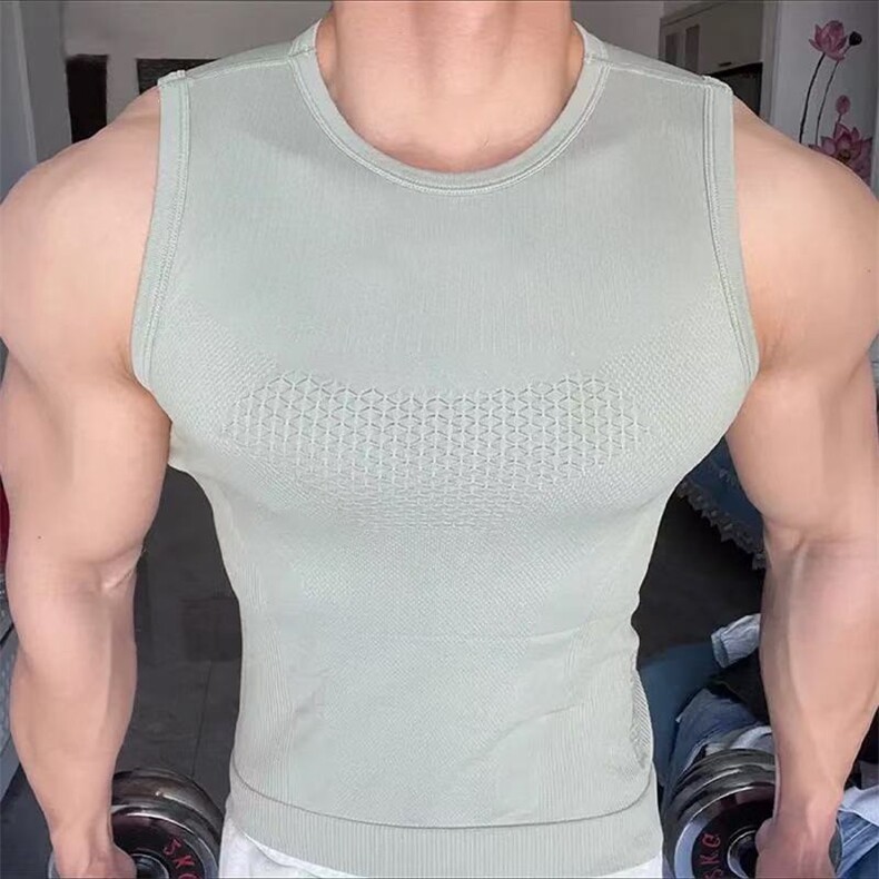无缝背心肌理感撸铁训练球服坎肩无袖跑步健身衣速干衣BX15P35,男装背心/马甲,电商D256-1(原A064-1)