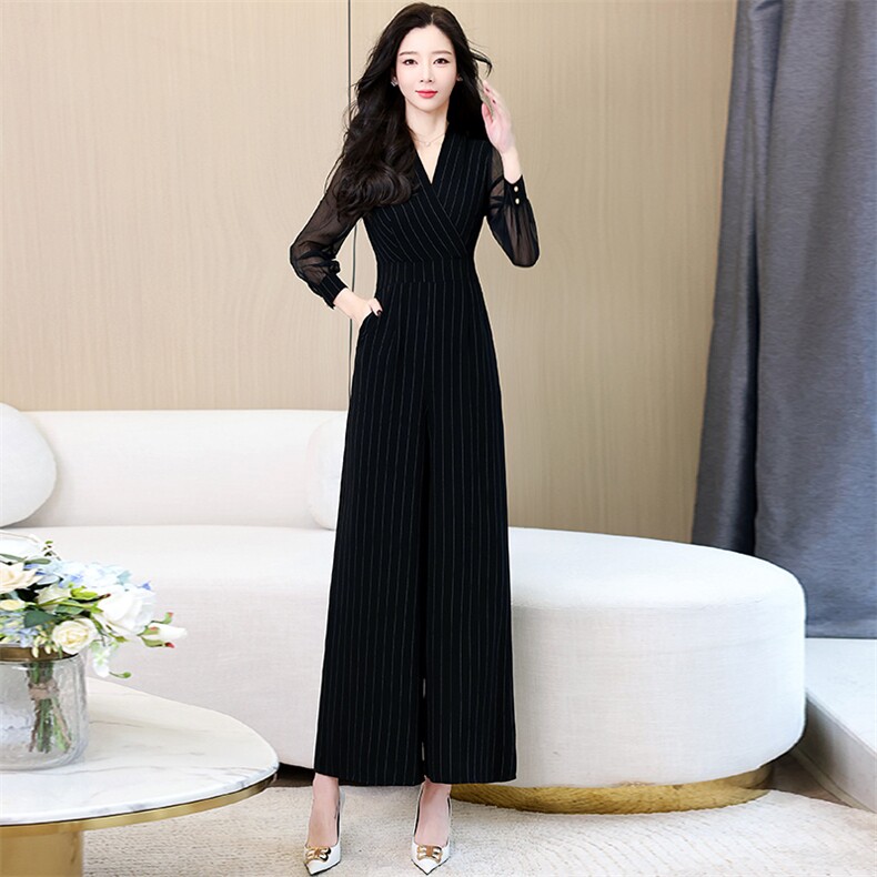 条纹拼接连体裤2024年春季新款舒适潮流有范个性连衣裤,女装连体裤,布依丽人