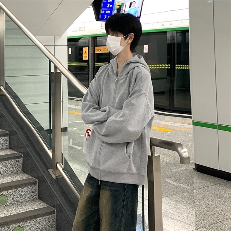 抖音得物高品质二开350克秋冬双头双拉链卫衣开衫外套W74,男装卫衣,电商A486