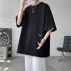 8XL-M特大码短袖重磅T恤男美式复古竹节棉五分袖上衣DX326P45，男装T恤，电商D206-1