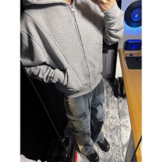 B221美式ins高街重工艺宽松做旧工装牛仔裤子LK23143-P80控108，男装牛仔裤，电商B221