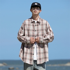 25年春季格子衬衫长袖大码宽松落肩现货DS-C323-1-2380-特批30，男装衬衫，电商C323-1