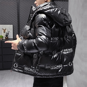 现货足压花直冲帽可拆卸男士短款轻薄羽绒服大码修身图片