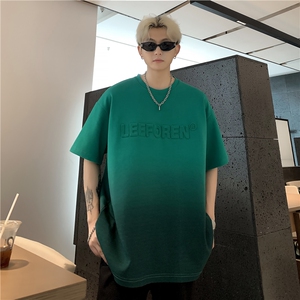 夏季ins潮牌美式设计感重工t恤宽松复古做旧钢印短袖男女半袖P38图片