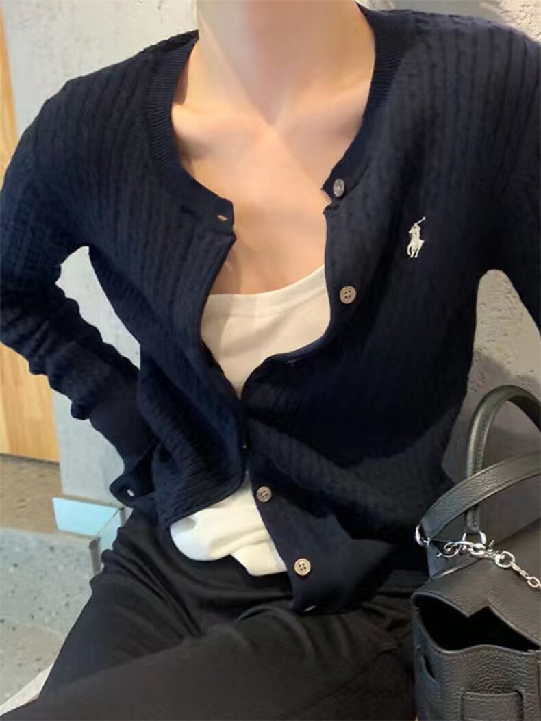 秋季新款时尚显瘦女士纯色单排扣刺绣羊毛衫,女装羊毛衫,伟泽羊绒