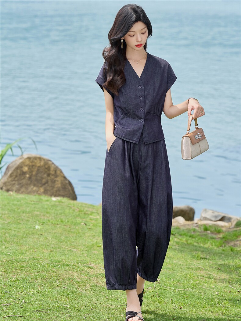 2026年夏季新品时尚气质休闲牛仔套装女,女装套装/套裙,依路服饰