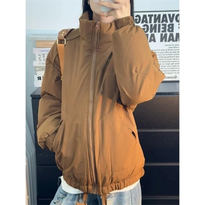 现货冬季美式休闲加厚雪山外套夹克立领纯色三防户外工装棉服图片