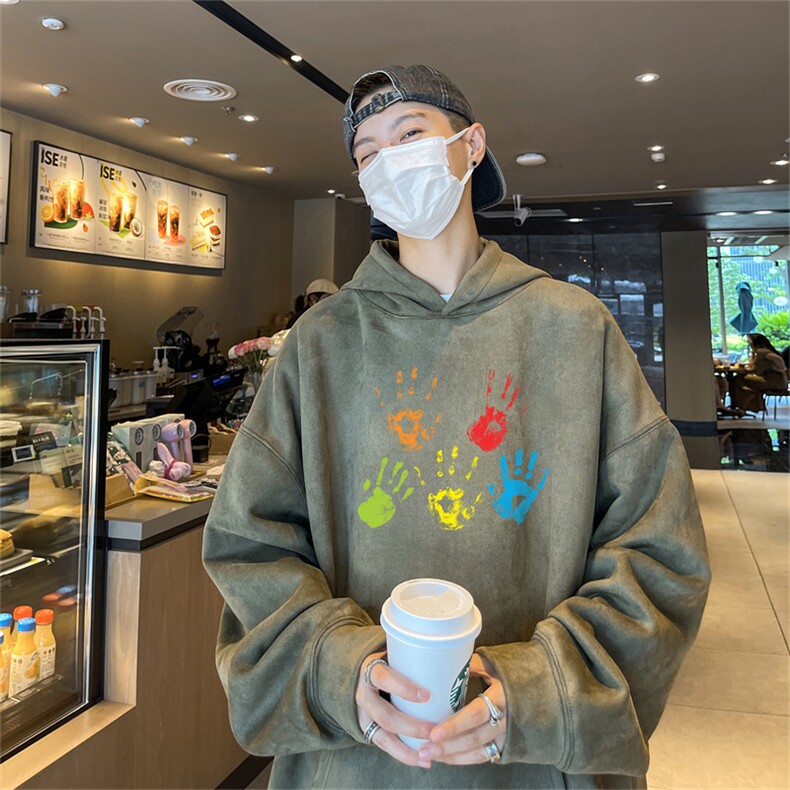 特P43控78秋季360G麂皮绒印花宽松休闲连帽卫衣JWY3270,男装卫衣,电商B370