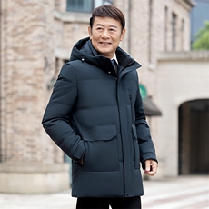 大货主推新款毛领可拆卸帽中老年羽绒服外套男士爸爸装羽绒服大衣，男装羽绒服，钱塘723