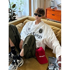 706-1-CT1726-P45现货秋季美式网透凉感球衣tee字母运动长袖T恤，男装T恤，星座706-1