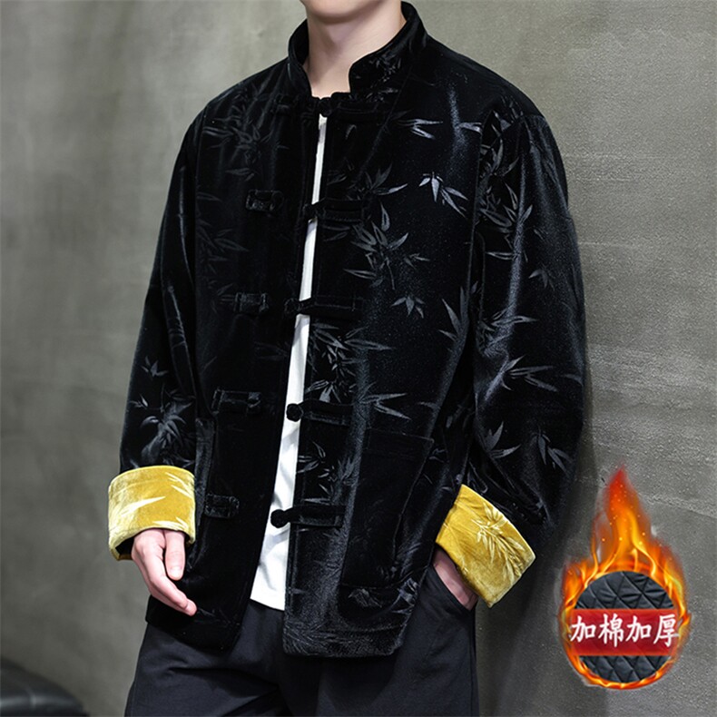 现货24新中式丝绒竹叶压花高级感棉服MY9913-P130控189,男装棉衣,电商A021