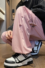 8XL-M特大码冰丝裤男美式工装裤高腰垂感宽松防晒阔腿裤K962P45，男装休闲裤，电商D206-1