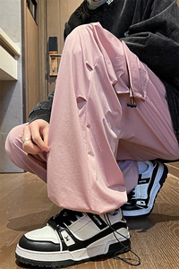 8XL-M 特大码冰丝裤男美式工装裤高腰垂感宽松防晒阔腿裤K962P45图片