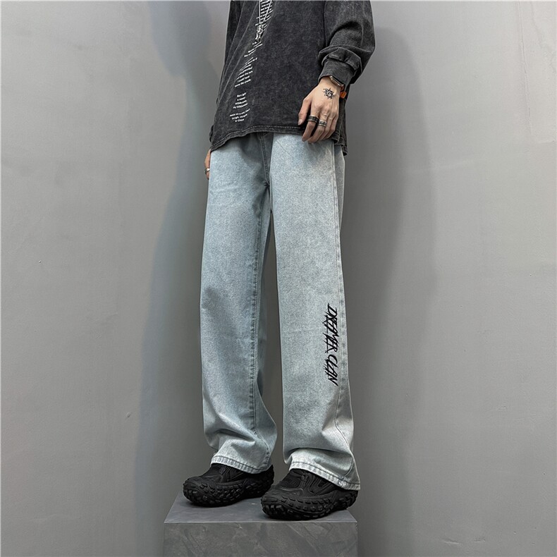 k1030-p45-控68M-5xl港风高阶黄泥黑暗宽松大码牛仔裤,男装牛仔裤,星座116