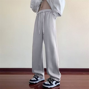 宽松型秋潮流百搭青少年阔腿直筒休闲裤男宽松腰潮流长裤K30/P64图片