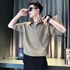网络图现货男士短袖t恤V领半袖衣服2025新款夏装上衣RG1581-P35，男装T恤，星座1005-4