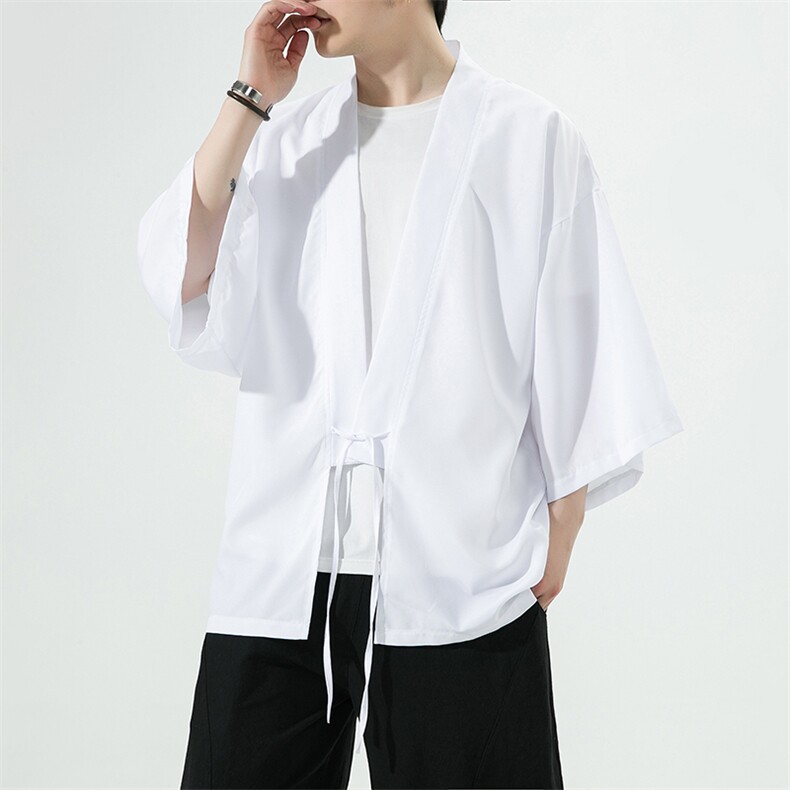 风夏季半袖宽松大码七分袖防晒服男士和服披风222特p25图片