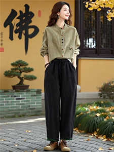 芷墨秋季新款日常松弛百搭通勤两件套显高显瘦松弛宽松上衣裤子女图片