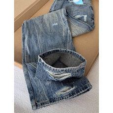 破洞牛仔裤男春夏季新款美式高街vibe直筒cleanfit裤子WL4244-P48，男装牛仔裤，星座1008