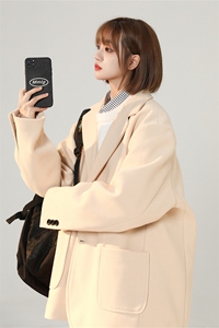 N6169/P95加棉P105冬季中性风开叉呢料毛呢西服男女外套呢大衣图片