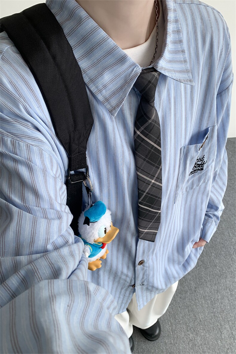 现货CS1163-特P53新款百搭条纹大码男衬衫,男装衬衫,电商A059