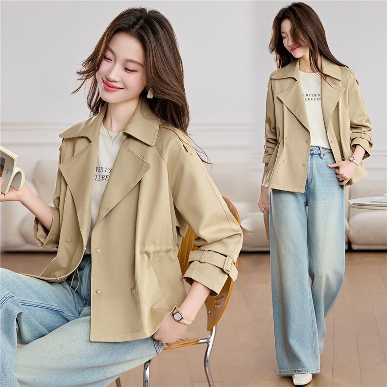 单件女士2026年春季日常聚对苯二甲酸乙二酯(涤纶)纯色拉链，女装短外套，悦祺