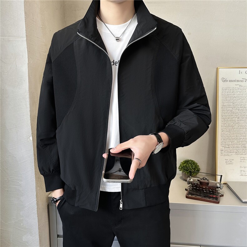 2026新款春季夹克男士高端拼接立领男装休闲外套A313-8606-P115,男装夹克,电商A313