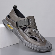 X4065-P145夏季新款男士休闲镂空网面皮鞋男洞洞鞋包头凉鞋，男鞋凉鞋，星座1407-3