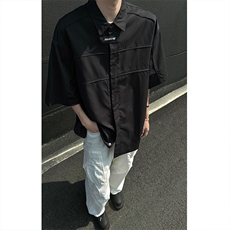 CS05-特P53抖音直播款男女休闲黑色短袖衬衫夏季美式潮牌衬衣，男装衬衫，电商B327
